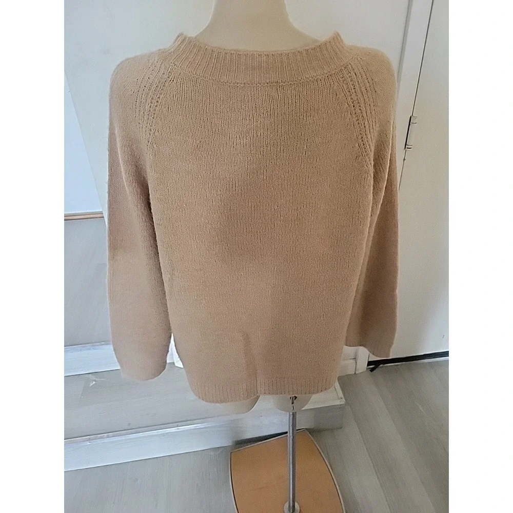 Vigoss Tan  Plus Size XL Designer Luxury Long‎ Sleeve Braided Crew Neck Sweater